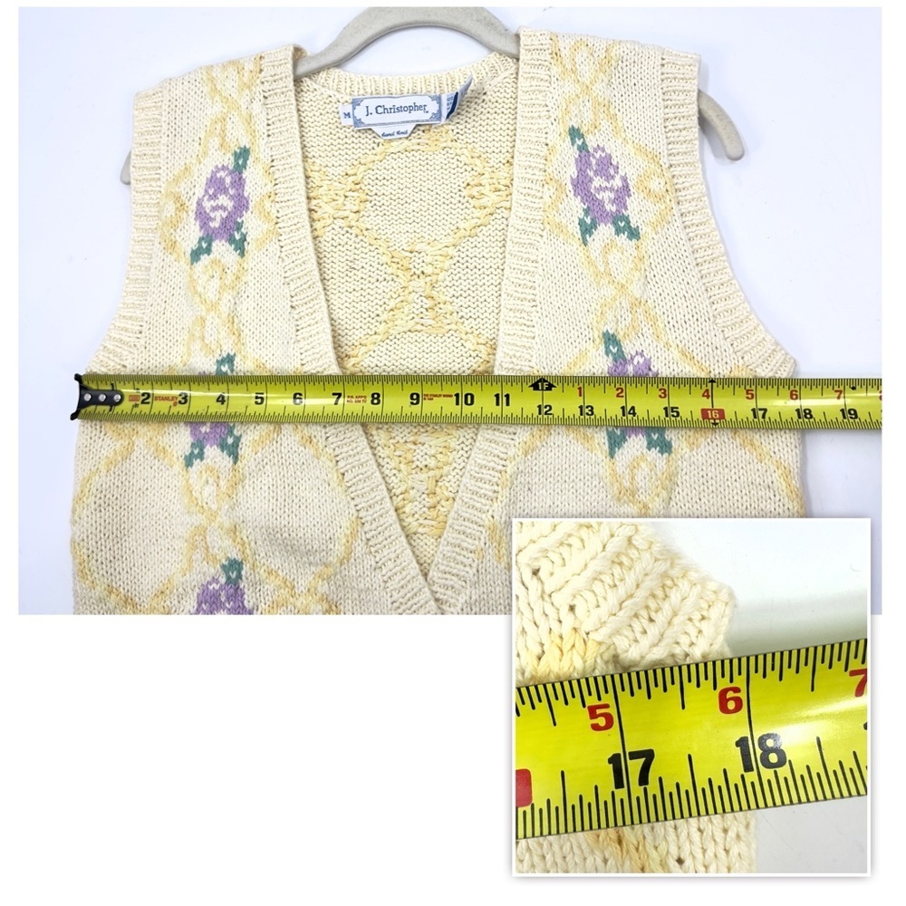 Vintage Sweater Vest Womens Medium Grandma Floral Wrap Cottage Fairy Whimsy NWT - Picture 8 of 10